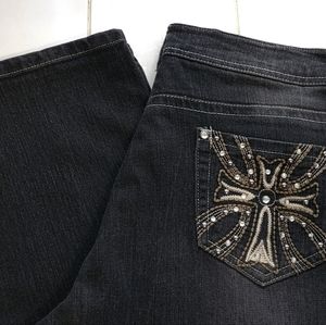 Kiss Therapy 💋  black straight leg mid rise jeans size 14